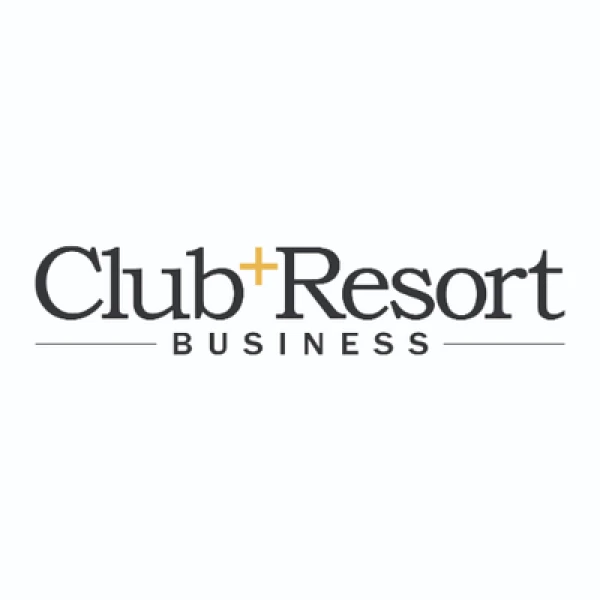 Logo with the text "Club + Resort Business" in black, with the "+" in gold, and "BUSINESS" in smaller black font below.