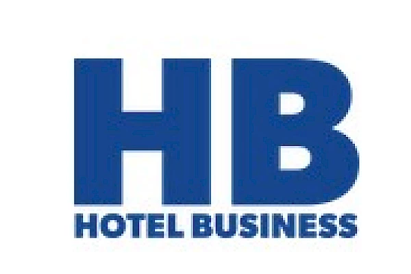 The image shows the logo for "Hotel Business" with large blue letters "HB" above the words "Hotel Business" written in blue.