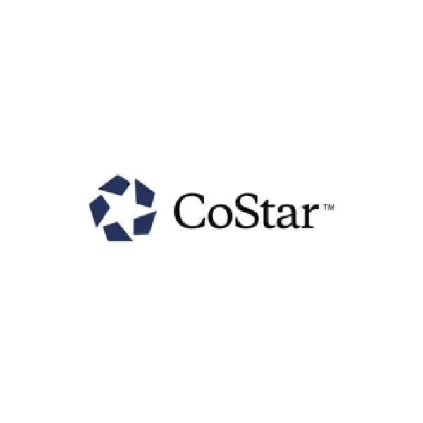 The image displays the CoStar logo, which features a blue geometric shape next to the word "CoStar" in black text and includes a trademark symbol.
